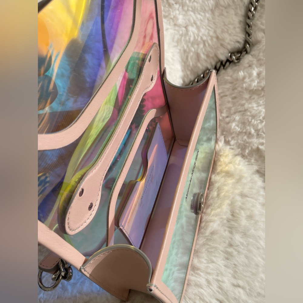 Metallic pink McQueen bag with chain